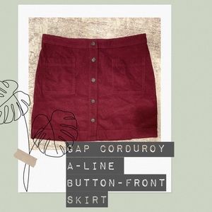 Gap corduroy a line button up skirt